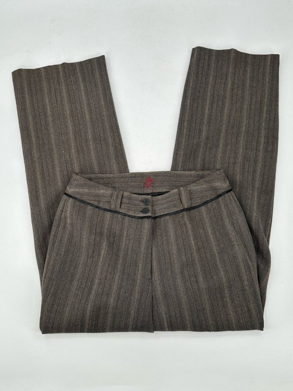 April Cornell Women's Pants Wide Leg Brown Tweed Flat Front Career Stripes Sz 10
